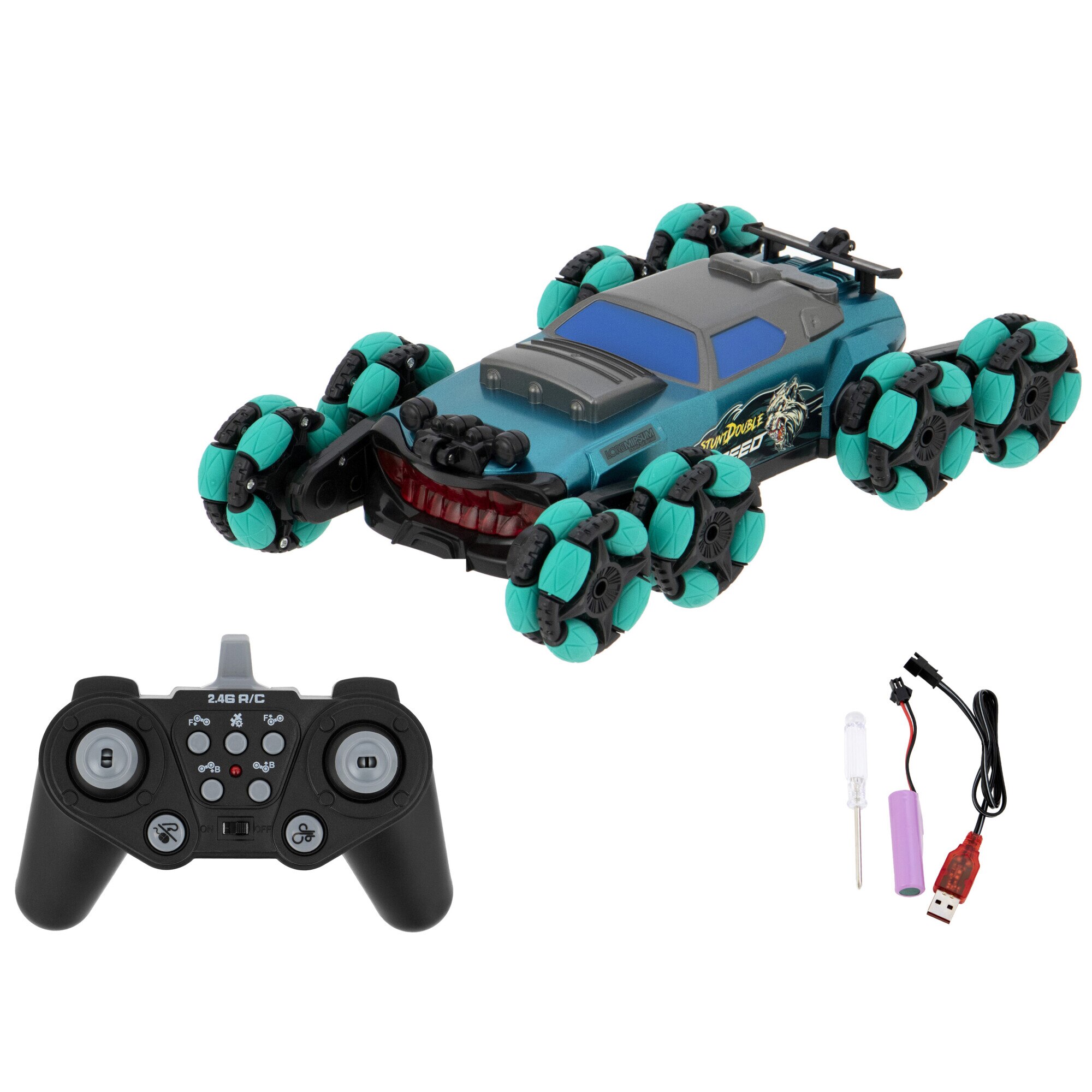Masinuta cu telecomanda Mappy Stunt Spray Drift, rosu / negru