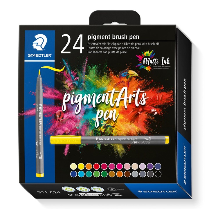 Set 24 markere, Staedtler pigment brush pen 371,24 culori