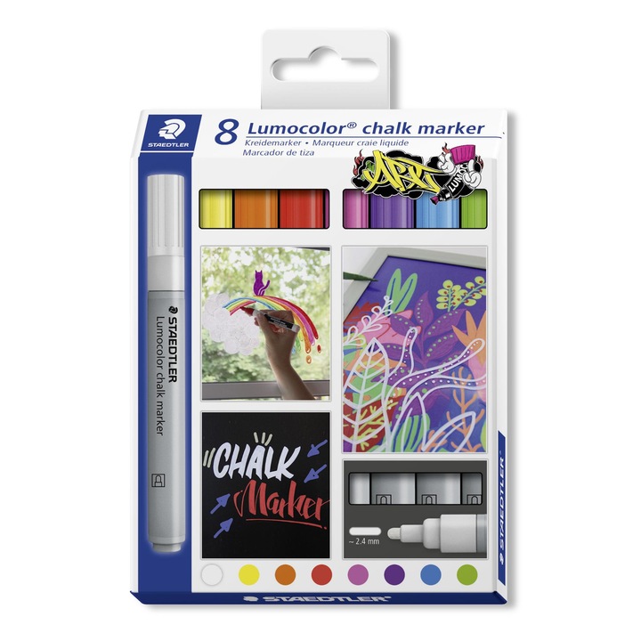 Комплект тебеширени маркери STAEDTLER Lumocolor 344, 8 цвята