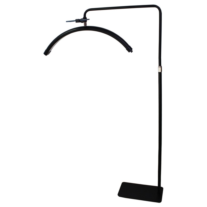 Lampa Profesionala pentru Make-Up, Semiluna, cu LED 70 cm, 50 W, Lumina Calda, Rece, cu rotire 360°, ideala pentru Gene, Manichiura, Studio Tatuaje, Neagra, Dr. Denis™
