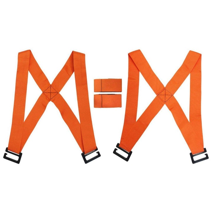 Set 2 Curele Ham Premium pentru Ridicare si Transport Greutati, Mobila si Electrocasnice, rezistenta de 900 kg - CBD Coral Best Deal 2 bucati