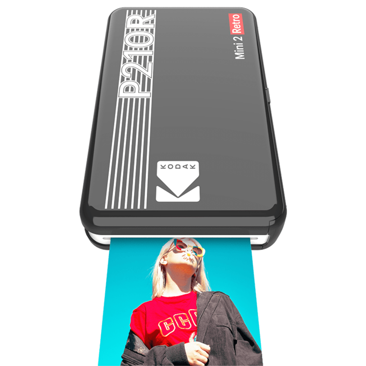 Imprimanta foto portabila Kodak Mini 2 Retro, Bluetooth, include set 8 coli, Negru