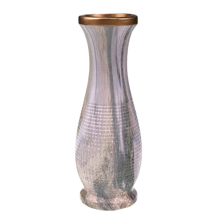 Декоративна ваза, керамика, тип пясъчен часовник, абстрактна картина, 7x20 см, многоцветна, M1