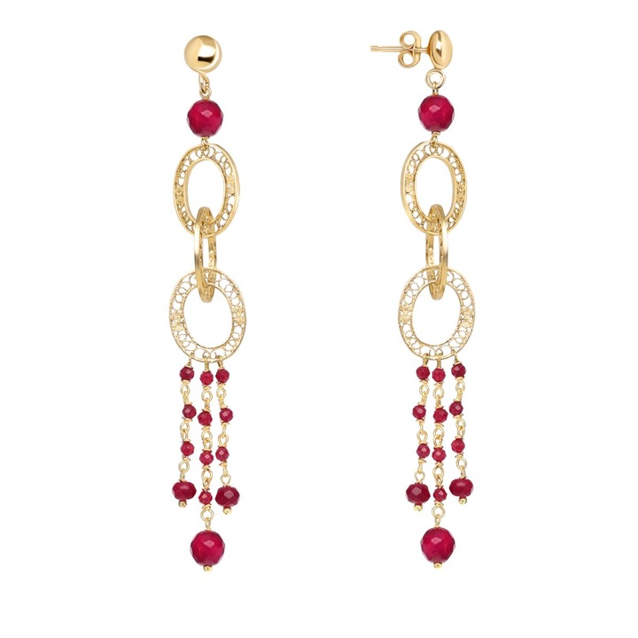 Императорски обеци с рубинен ахат 10 см