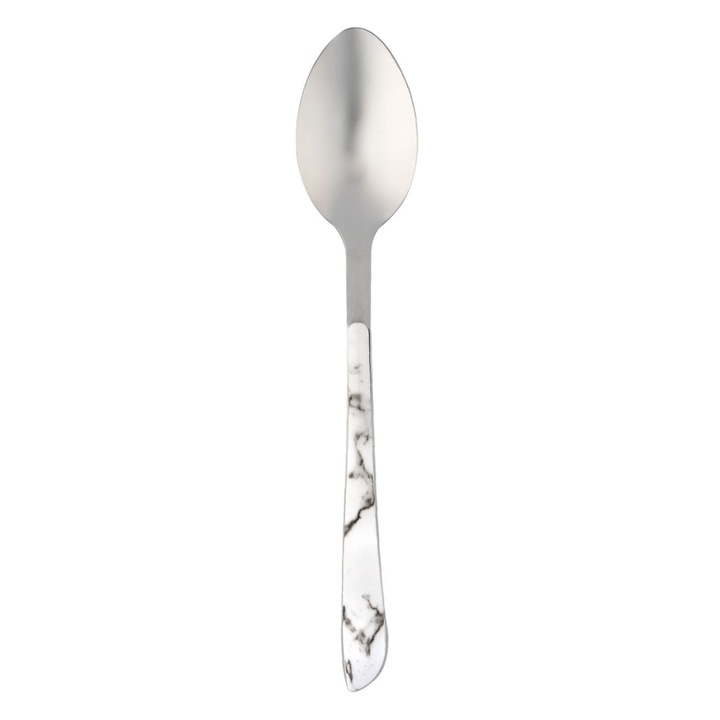 Lingura mare din otel inoxidabil Shopiens® cu detaliu de marmura pe maner, 21.5 cm