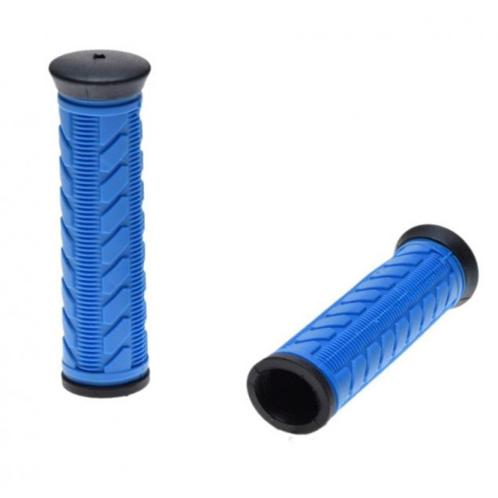 Set 2 mansoane biciclete, material Kraton/Gel, lungime 120 mm, greutate 81 g, culoare albastru/negru