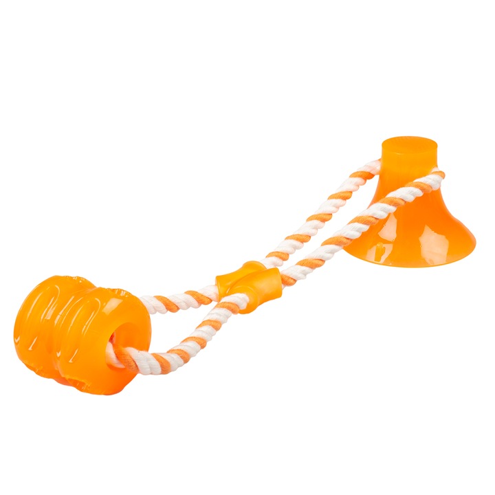 Jucarie Laroy Tug`n Chew Cu Ventuza Portocalie Pentru Caini 40x10,3x10,3 cm 12425