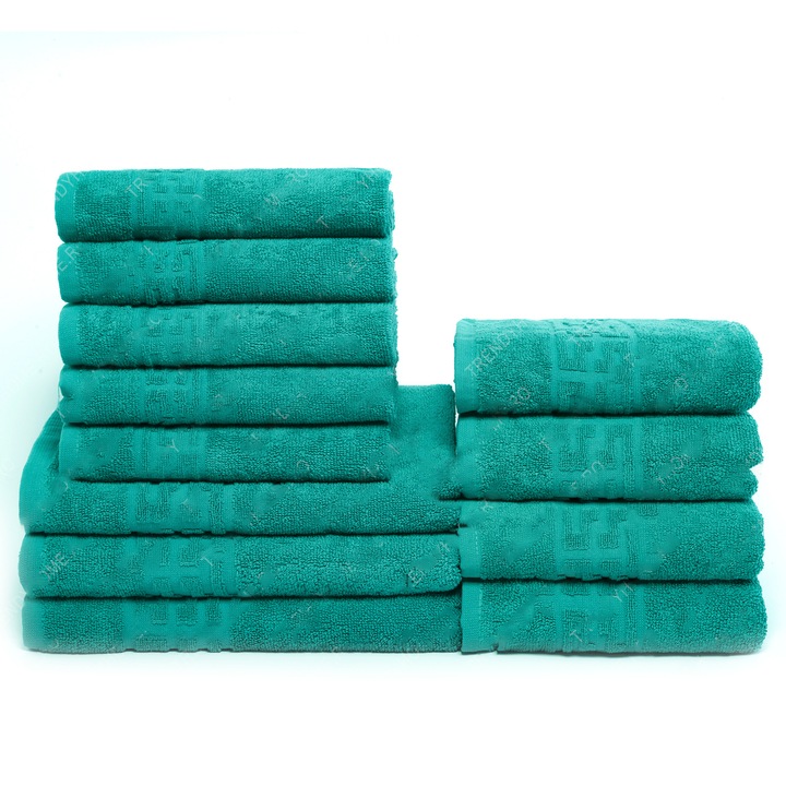 Set 12 Prosoape Maini/Fata/Corp, Bumbac 100%, 550 g/m², Verde