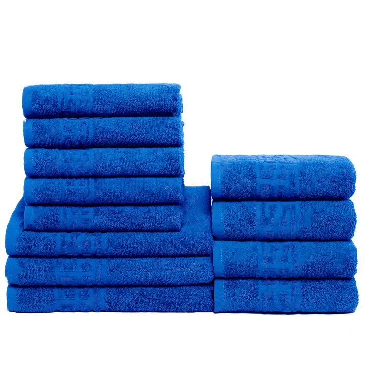 12 db-os kéz-/arc-/testtörlő készlet, 100% pamut, 550 g/m², sötétkék