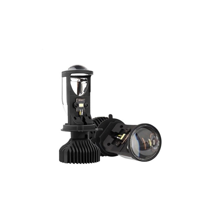 Крушки led, С лупа, canbus, H4, 12v, 6000k, Бял, Комплект 2