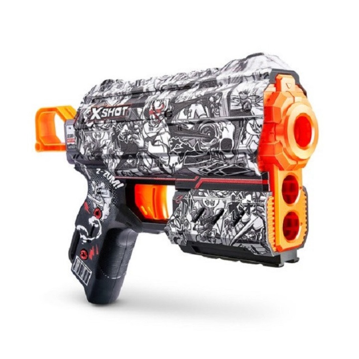 Arma de jucarie X−Shot Skins Flux Zuru 8 cartuse, Illustrate