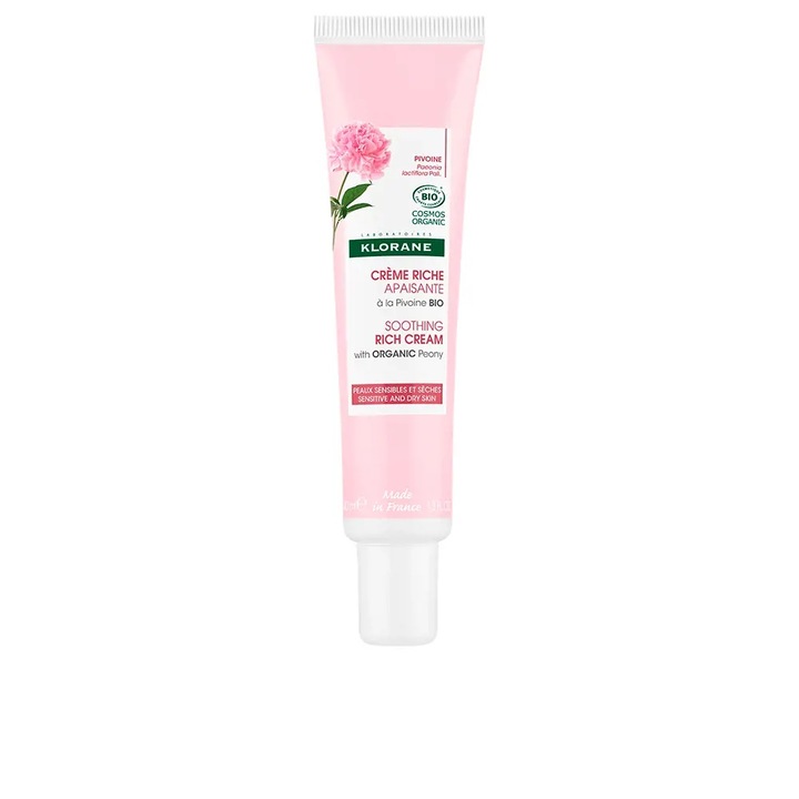 Crema faciala cu efect calmant imbogatita cu Bujor organic, Klorane, Peony BIO, Femei, 40 ml