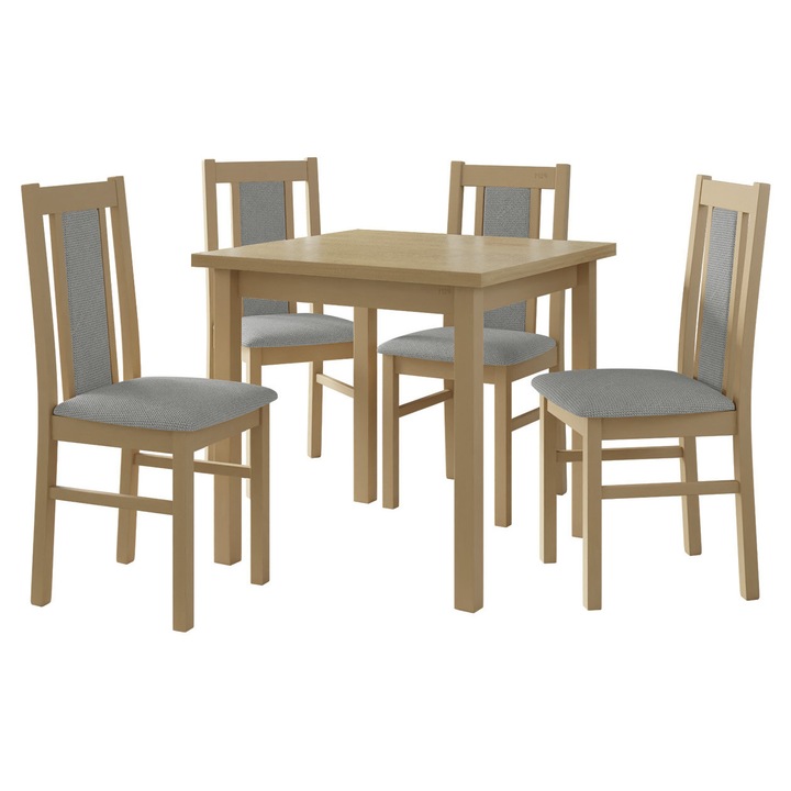 Set pentru AL005 Masa Eliot 80 x 80 IX cu 4 scaune Dalem XIV, MIRJAN 24, sonoma / gri deschis