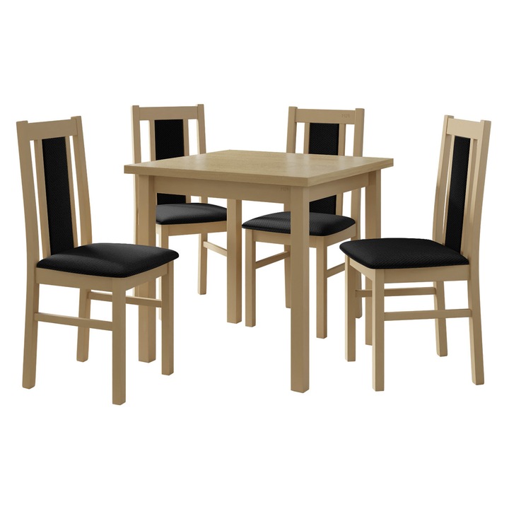 Set pentru AL005 Masa Eliot 80 x 80 IX cu 4 scaune Dalem XIV, MIRJAN24, sonoma / negru