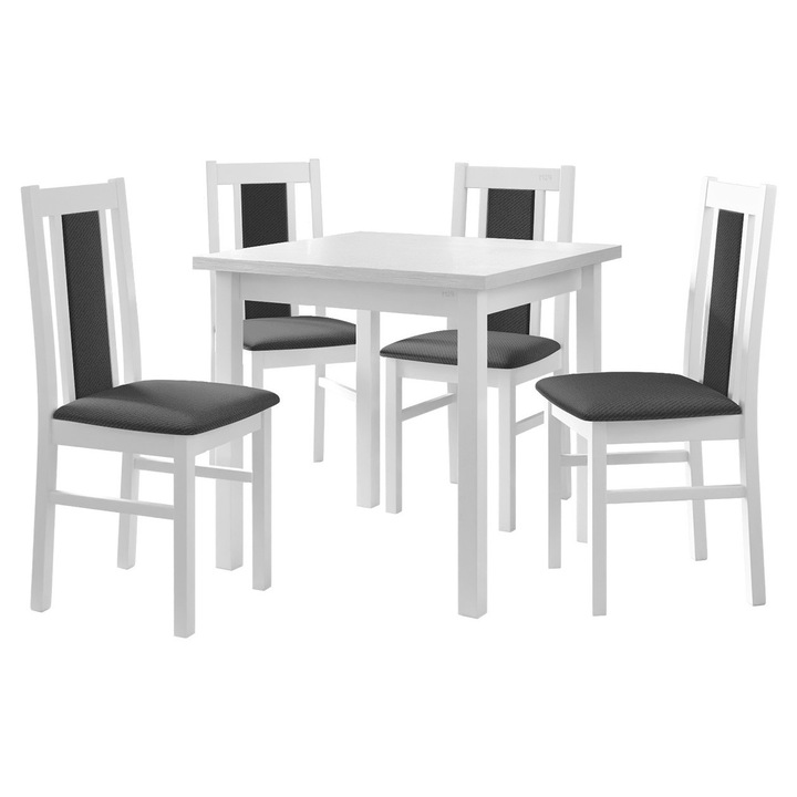 Set pentru AL005 Masa Eliot 80 x 80 IX cu 4 scaune Dalem XIV, MIRJAN 24, Alb / gri