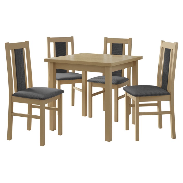 Set pentru AL005 Masa Eliot 80 x 80 IX cu 4 scaune Dalem XIV, MIRJAN 24, sonoma / bej