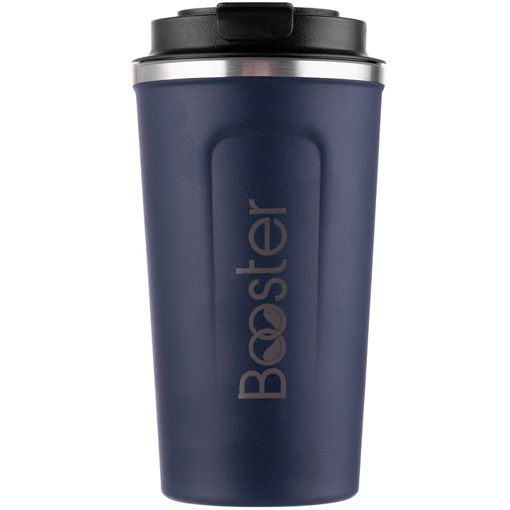 Booster Termosz bögre, kávéhoz, teához, eszpresszóhoz, csokoládéhoz vagy hideg italokhoz, dupla fal és szivárgásgátló fedél, LED hőmérséklet kijelző, csúszásmentes talp, SUS 304 rozsdamentes acél, korróziógátló anyagok, 510 ml, Kék