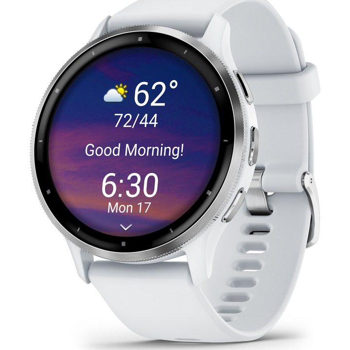 Smartwatch Garmin Venu 3, GPS, Wi-Fi, curea silicon, 45mm, Silver/Whitestone