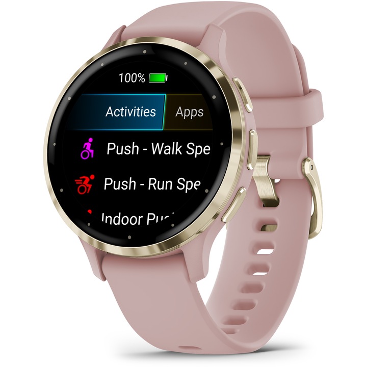 Smartwatch Garmin Venu 3S, GPS, Wi-Fi, curea silicon, Pink Dawn/Soft Gold