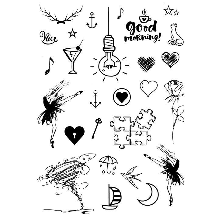 Tatuaj temporar, Flash Tattoos Romania, Morning Sunshine, rezistent la apa, aplicare rapida, 15x21 cm