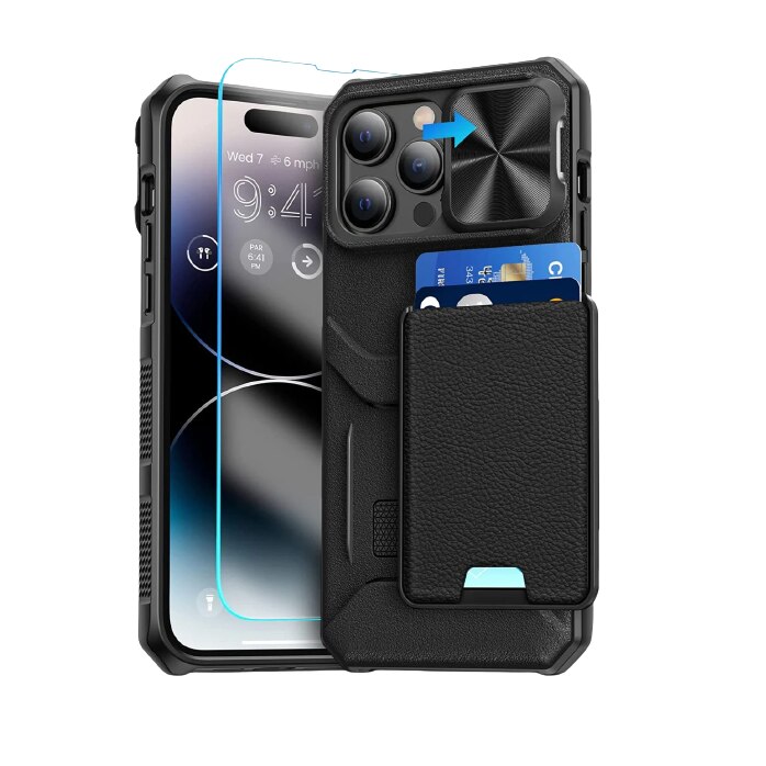 Set De Husa Si Folie De Protectie Ecran Pentru Iphone Pro Max Hweggo Piele Pu Sticla