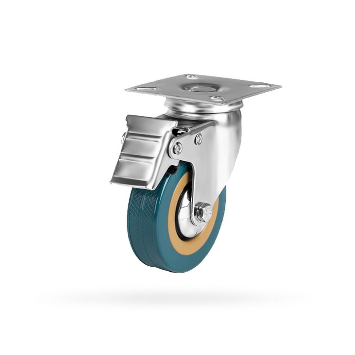 Set 4 roti pentru transport mobilier, Otel/Poliuretan, Argintiu