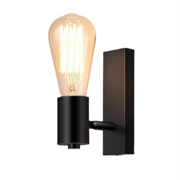 Aplica vintage, E27, Negru