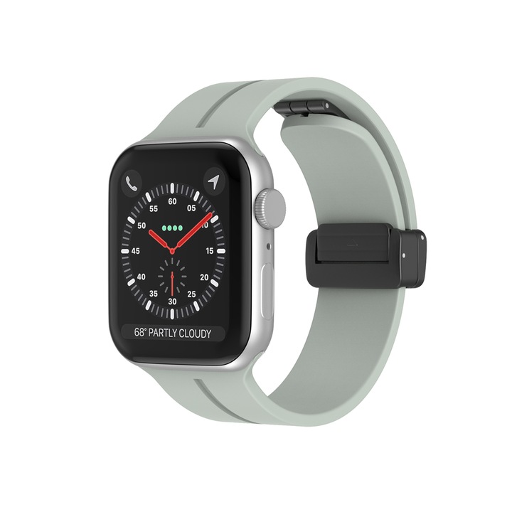 Luvlu Szilikon óraszíj, kompatibilis: Apple Watch Ultra/SE/8/7/6/5/4/3/2/1 - 42/44/45/49 mm, mágneses rögzítés, állítható és kényelmes, könnyen felszerelhető, szürke