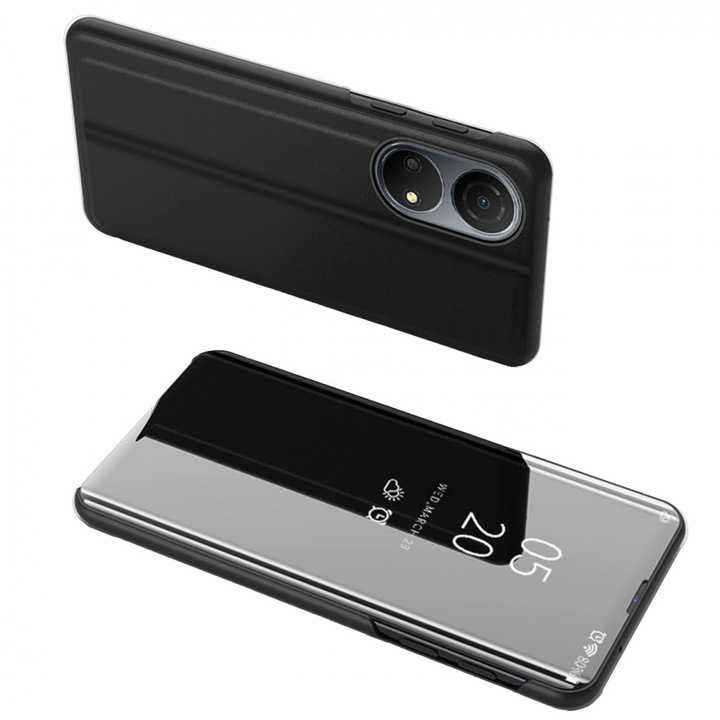 Clear View a Honor X7 / Honor Play 30 Plus flip cover tok fekete