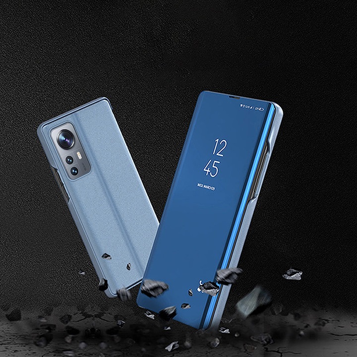Husa flip din seria Clear View pentru Xiaomi 12 Lite, albastra