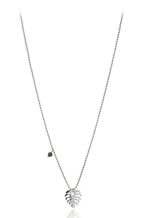 Emily Westwood, Colier din otel inoxidabil cu pandantiv cu frunza, Argintiu