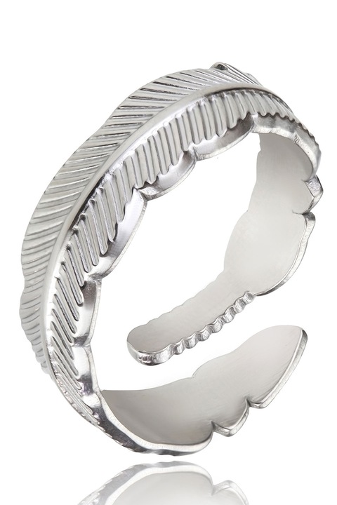 Emily Westwood, Rozsdamentes acél gyűrű levél alakú dizájnnal, Ezüstszín