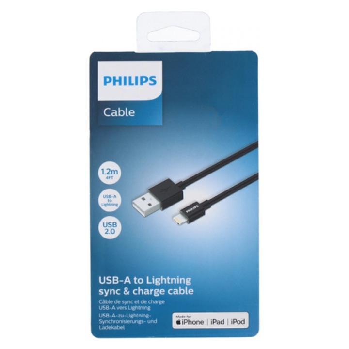 Cablu incarcare Usb-A la Lightning Philips