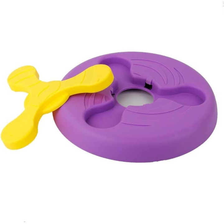 Frisbee pentru caini, Sunmostar, Cauciuc, Violet/Galben