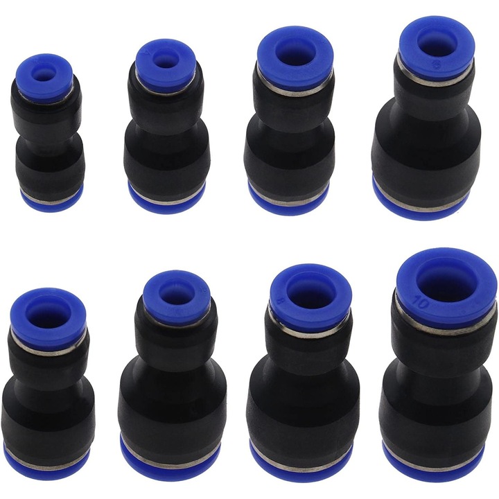 Set 24 conectori pneumatici, Mmgoqqt, Plastic, Negru/Albastru