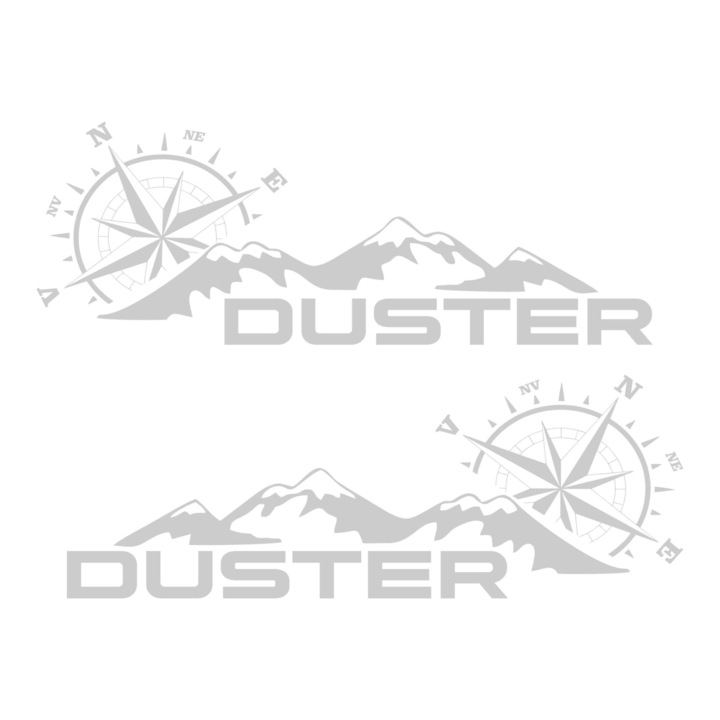 Set 2 stickere laterale Dacia Duster, 150cm x 40cm, alb