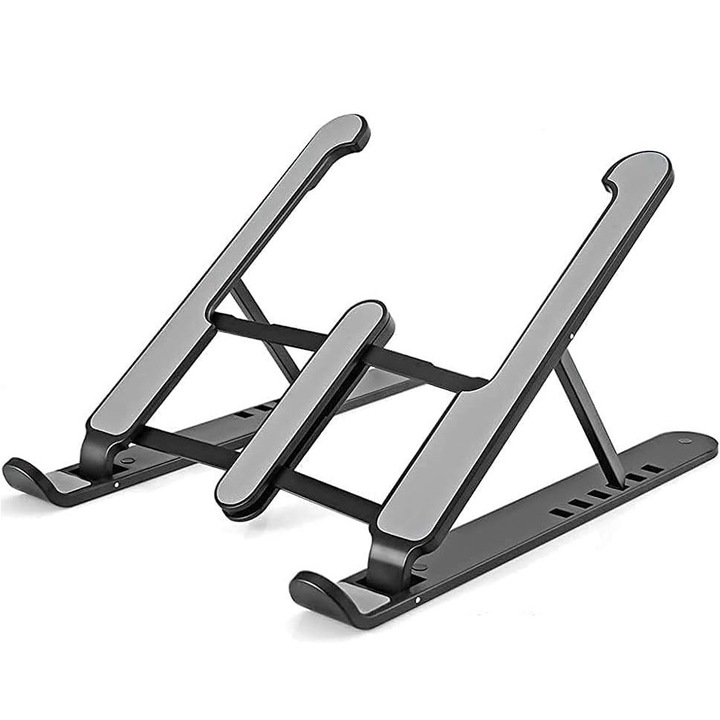 Suport pentru laptop, Sunmostar, ABS/Metal/Silicon, 10-17 inch, Negru