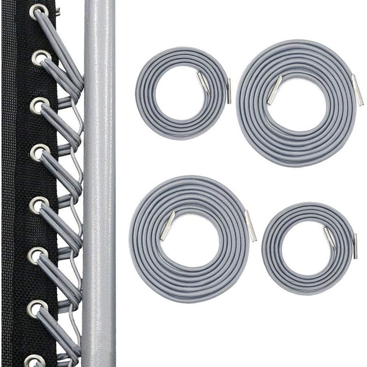 Комплект от 4 еластични шнура за шезлонг, QttvbTna, сиви, 2x2.2m и 2x1.4m