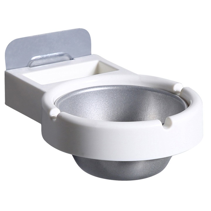 Scrumiera pentru toaleta, Sunmostar, ABS/Inox, Alb