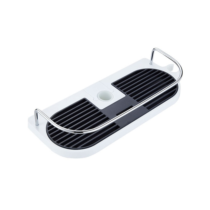 Suport de baie, raft pentru dus, capacitate 15 kg, aluminiu rezistent la rugina, ajustabil, fara gaurire