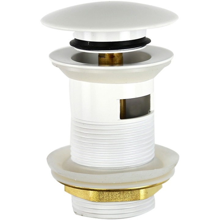 Supapa pop-up universal, QttvbTna, Cupru, 12x8x8 cm, Alb