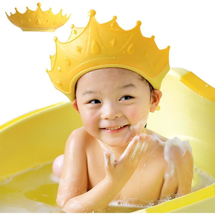 Комплект 4 детски козирки за душ QttvbTna, регулируеми, Gold, модел Crown, Възраст 6 месеца+