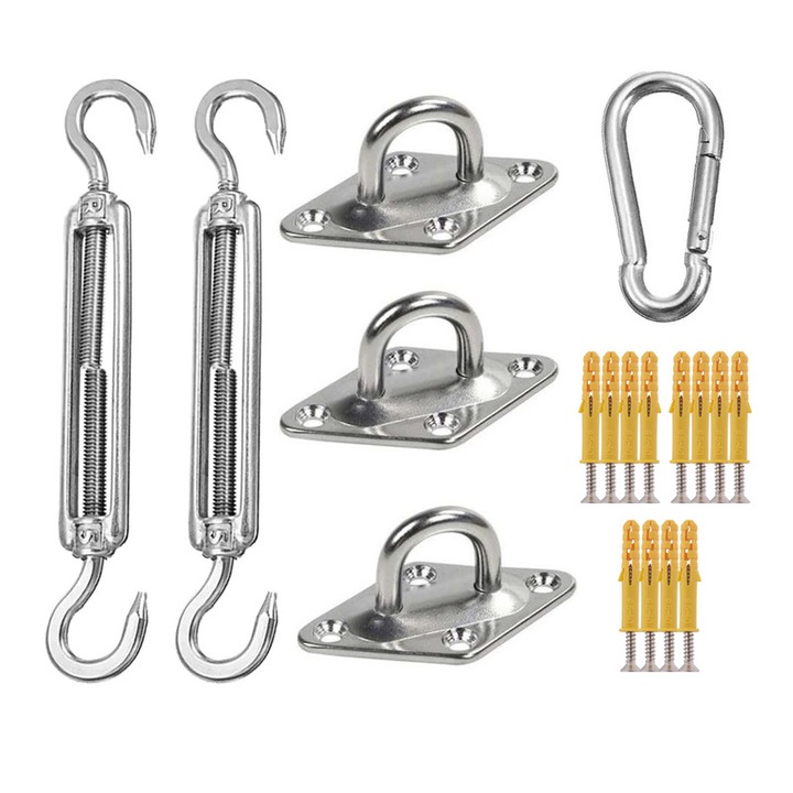 Set accesorii pentru umbrele de soare, inox, 6 inch, pentru forme triunghiulare si patrate