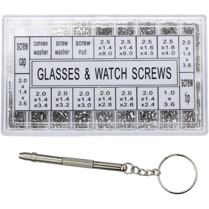 Kit reparare ceas/ochelari, Sunmostar, Inox, Argintiu