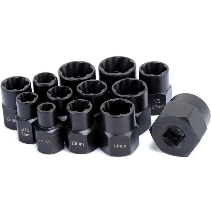Set de 13 extractoare suruburi, Sunmostar, 29 mm, Negru/Albastru
