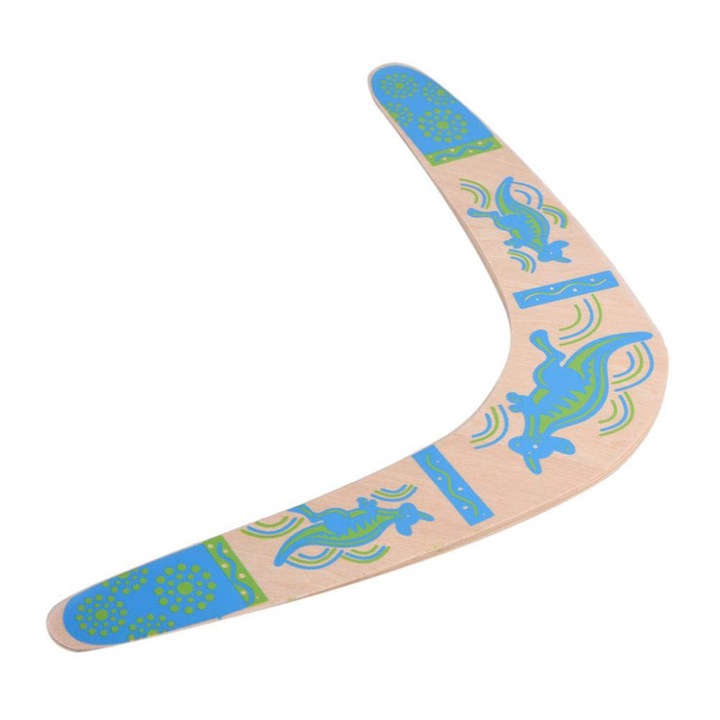 Bumerang, Sunmostar, Lemn, 18x35 cm, Albastru/Alb