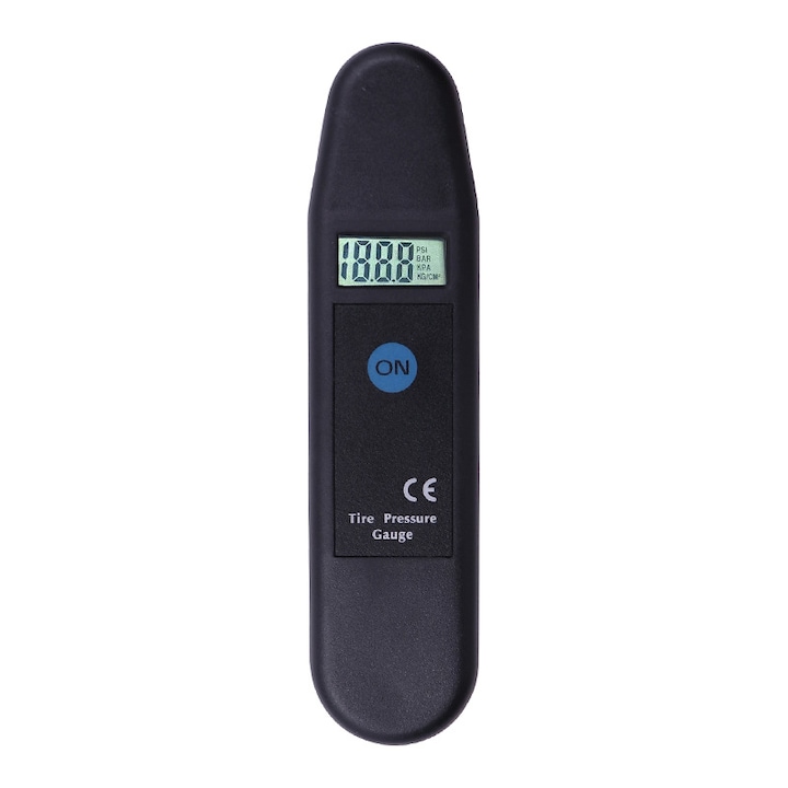 Manometru digital presiune roti, BOMSTOM, Afisaj LCD, Maner ergonomic, psi, bar, kg/cm2 sau kpa, 1-150 PSI, 0-10 Bar, 0-995 Kpa, Negru