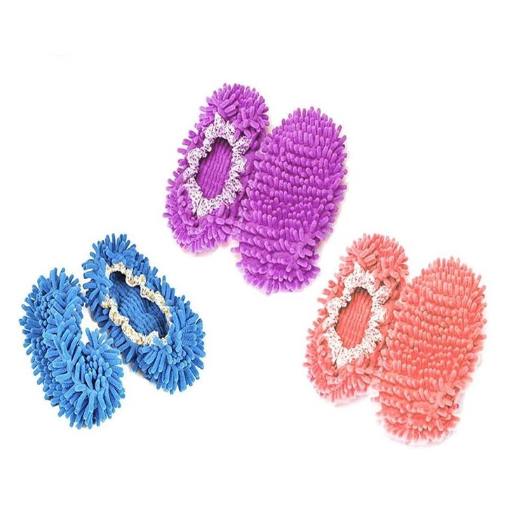 Set 3 perechi mop papuci, Sunmostar, Microfibra, Multicolor