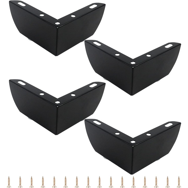 Set 4 picioare mobila, Sunmostar, Metal, Negru