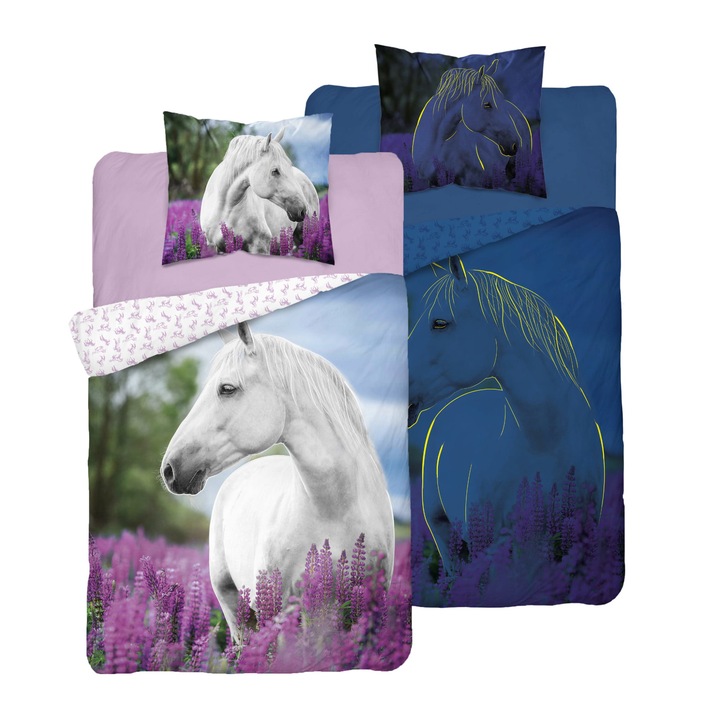 Lenjerie de pat din bumbac care straluceste in intuneric 140x200